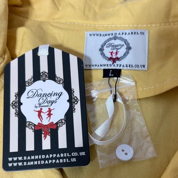 Banned Apparel Parasol Midi Dress Large Retro 50s Pinup Novelty Print Yellow - Picture 3 of 13